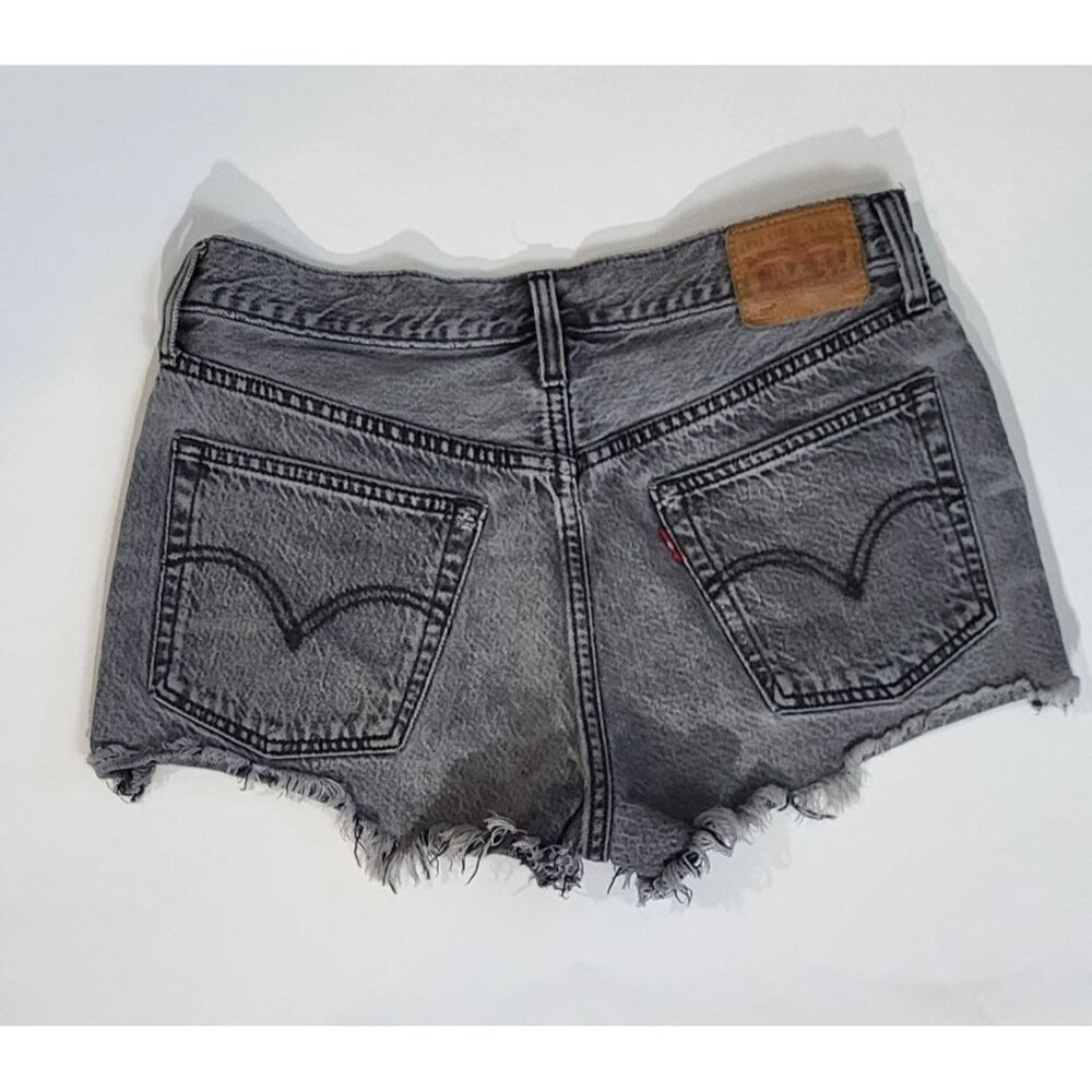 Levis 501 Womens Distressed Denim High-Waisted Button Fly Cutoff Shorts Size 28 - Picture 2 of 11